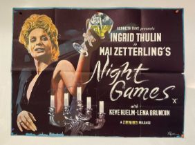 NIGHT GAMES (1966) Gala Films UK Quad film poster featuring artwork by Fred Payne (folded)