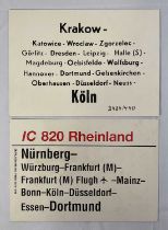 RAILWAYANA - A pair of European plastic carriage destination boards, covering Nürnberg to Dortmund