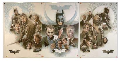 BATMAN - A triptych limited edition art print featuring THE DARK KNIGHT TRILOGY by NEIL DAVIES,