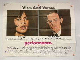 PERFORMANCE (1970) UK Quad film poster - rock n roll music thriller starring Mick Jagger (folded)