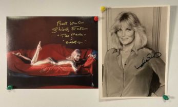 Two autographed 10" x 8" photographs, one of SHIRLEY EATON from JAMES BOND, GOLDFINGER, the other of