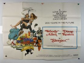 SLEEPER (1974) Sci-Fi comedy starring Woody Allen, British Quad poster, artwork by Robert McGinnis.