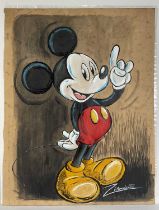 WALT DISNEY - An original painting on paper of Mickey Mouse entitled 'Vintage Mickey ' by artist Z