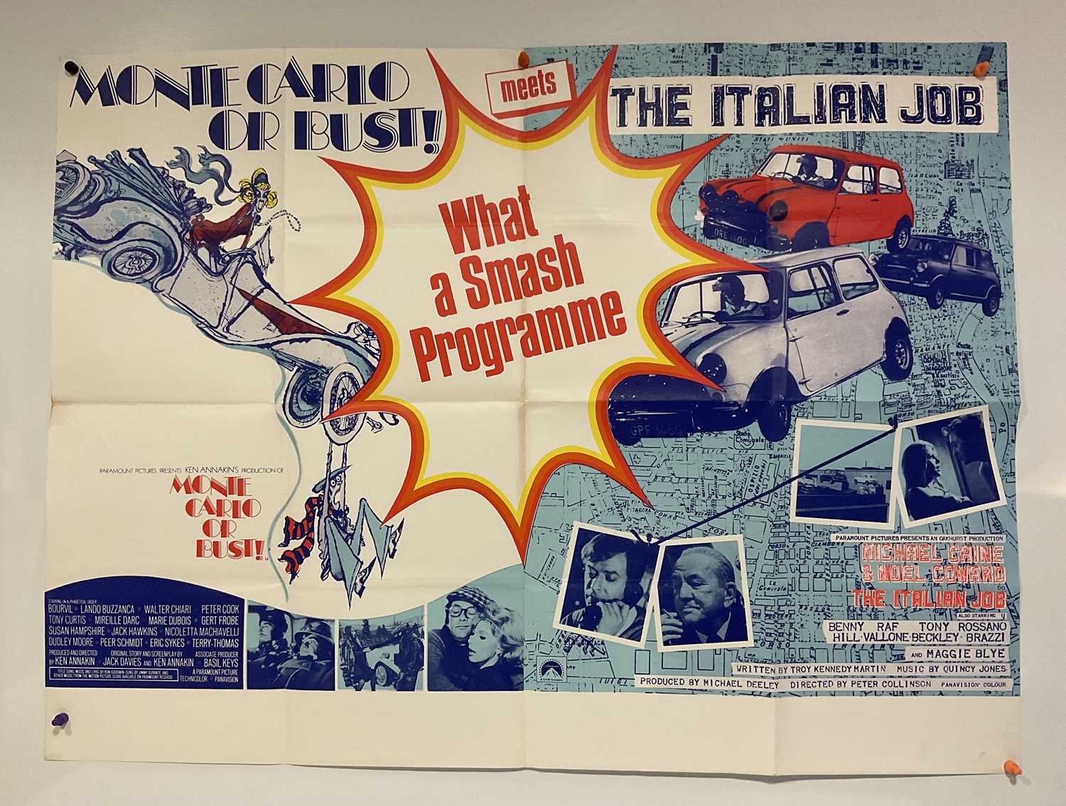 MONTE CARLO OR BUST! meets THE ITALIAN JOB (1970s) - scarce to find UK Quad double bill film