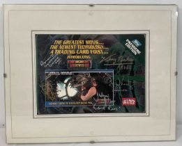 STAR WARS - A Topps trading card box lid signed by KENNY BAKER (R2D2), GARY KURTZ (Producer),