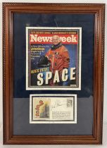 AUTOGRAPHS - A JOHN GLENN signed Project Skylab postcard displayed in a presentation frame with a