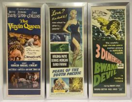 A collection of 3 signed US insert movie posters PEARL OF THE PACIFIC (1955) signed by actress