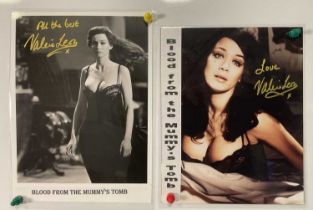 Autographs - 2 signed publicity photos of actress VALERIE LEON from the movie BLOOD FROM THE MUMMY'S