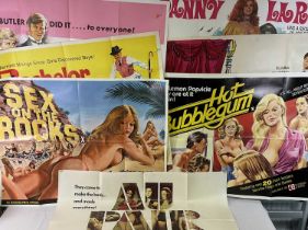 A group of Tom Chantrell UK Quad comedy film posters comprising AU PAIR GIRLS (1972), BACHELOR