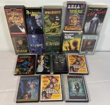 A collection of autographed Horror movie VHS tapes and DVDs including THE BODY SNATCHER (1945)
