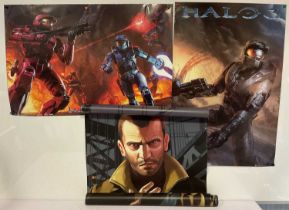 GAMING INTEREST - A trio of video game posters to include HALO 3 multiplayer poster (2007) and a