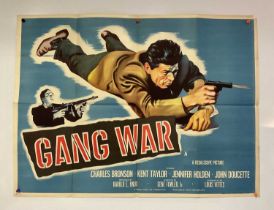 GANG WAR (1958) Hard to find UK Quad film poster for Gene Fowler's thriller featuring the upcoming