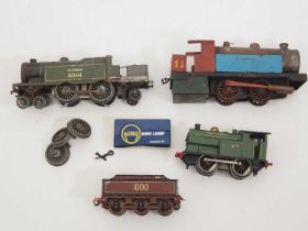 A mixed lot of O gauge locomotives for spares or repair comprising a BOWMAN live steam locomotive (