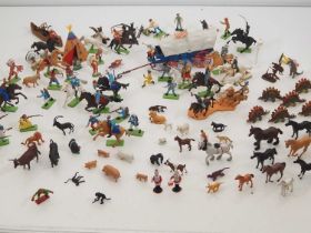 A large quantity of plastic Cowboys and Indians by BRITAINS and others to include a quantity of