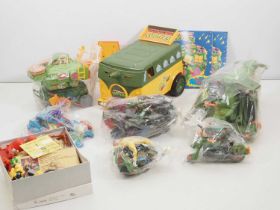 A large quantity of PLAYMATES original Teenage Mutant Ninja Turtle toys including figures,