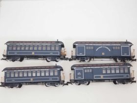 A group of BACHMANN G scale American Outline passenger cars all in New York, Philadelphia, Baltimore