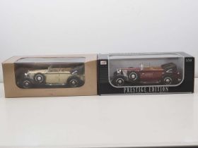 A pair of ANSON 1:18 scale Maybach Zeppelins diecast cars comprising a maroon example in ANSON