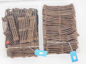 Two very large crates of HORNBY O gauge 3-rail track including points, straights, curves etc -