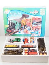 An LGB 'ToyTrain' G scale goods train action set, appears mostly complete, noted that headlight