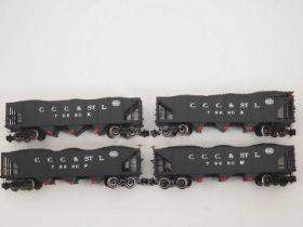 A group of G scale American Outline hopper wagons by BACHMANN all with upgraded running gear - VG (