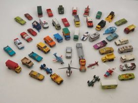 A tray containing a quantity of 1960s/70s MATCHBOX 1:75 series cars, vans and lorries in varying