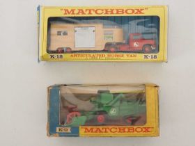 A pair of MATCHBOX King Size vehicle sets comprising a K9 combine harvester and a K18 articulated