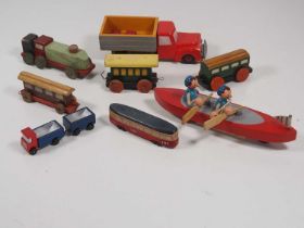 A quantity of vintage Eastern European (mostly Czechoslovakian) wooden children's toys - F/G (