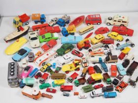 A large quantity of plastic toy vehicles mostly from Eastern European and Hong Kong