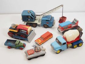 A tray of vintage tinplate and plastic toys mostly Eastern European/Czechoslovakian - F/G (