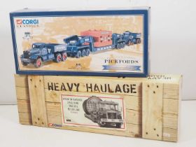 A pair of CORGI 1:50 Scale diecast 'Heavy Haulage' sets both featuring Pickfords lorries - VG in