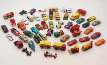 A tray containing a quantity of 1960s/70s MATCHBOX 1:75 series cars, vans and lorries in varying