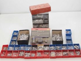 A large crate of N gauge white metal parts and accessories together with some other model railway