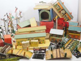 A very large removals box of HORNBY O gauge accessories including buildings, lamp standard,