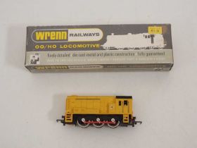 A WRENN W2243 OO gauge Class 08 diesel loco in Dunlop Yellow livery, missing Dunlop names from