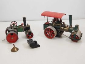A pair of vintage live steam road rollers by MAMOD and WILESCO - G (unboxed) (2)