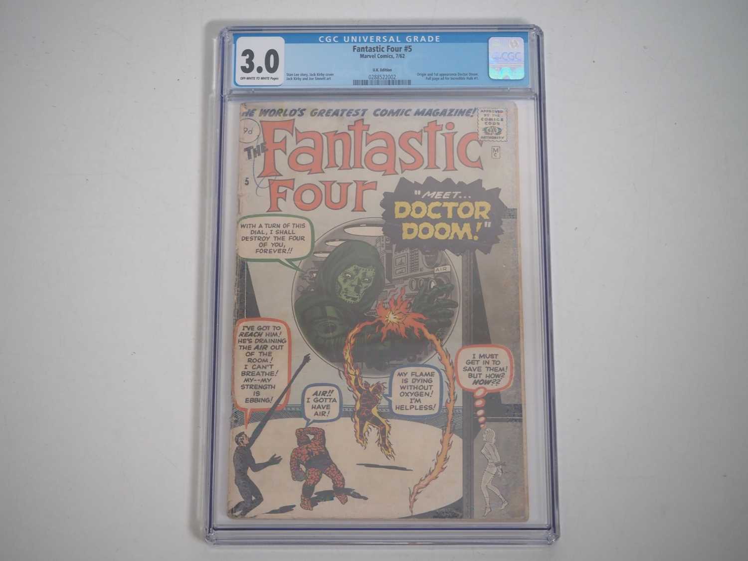 FANTASTIC FOUR #5 (1962 - MARVEL - UK Price Variant) - GRADED 3.0 (GD/VG) by CGC - KEY FF Issue -