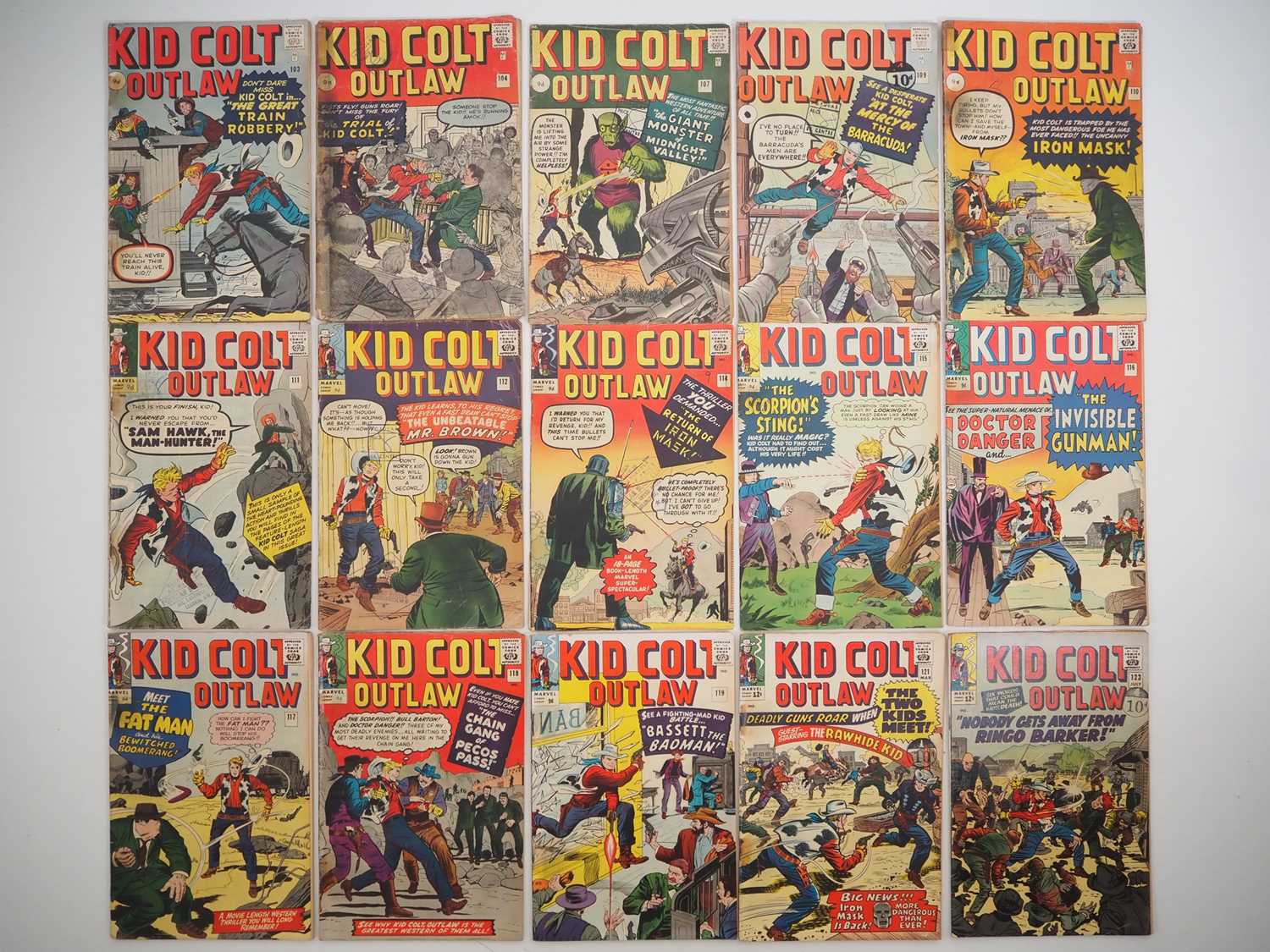 KID COLT OUTLAW #103, 104, 107, 109-112, 114-119, 121, 123 (15 in Lot) - (1962/1965 - MARVEL -