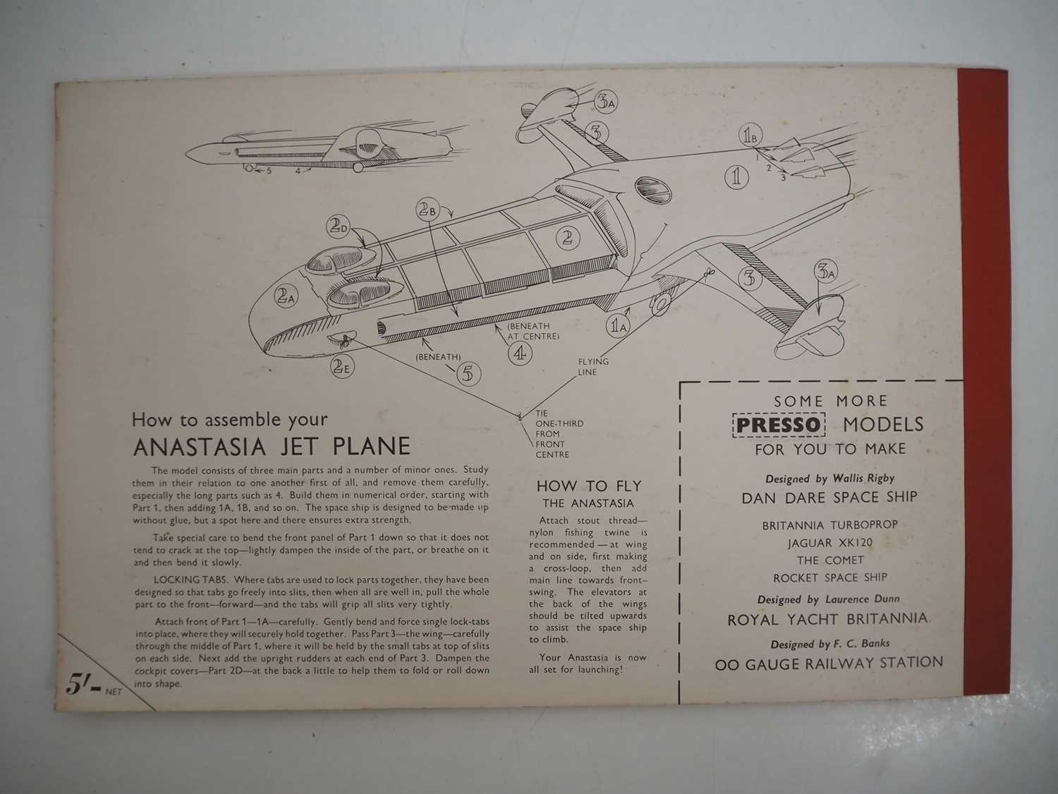 DAN DARE'S 'ANASTASIA' JET PLANE PRESS OUT BOOK (1955 - WALLIS RIGBY) - A 'Presso' book consisting - Image 2 of 6