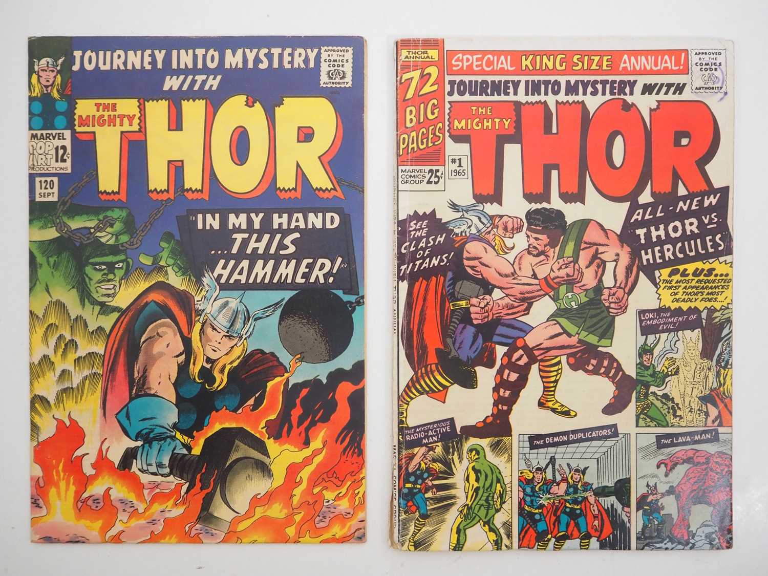JOURNEY INTO MYSTERY #120 & KING SIZE ANNUAL #1 (2 in Lot) - (1965 - MARVEL) - Includes the first