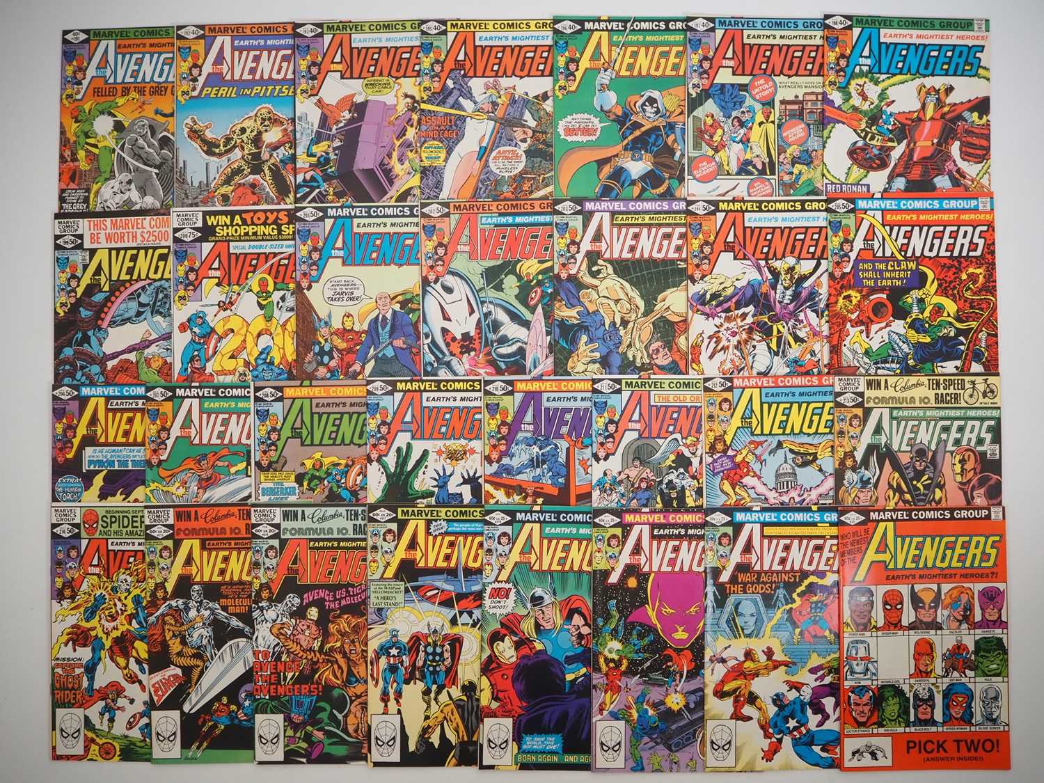 AVENGERS #191 to193, 195 to 221 (30 in Lot) - (1980/1982 - MARVEL) - Includes the first cameo and