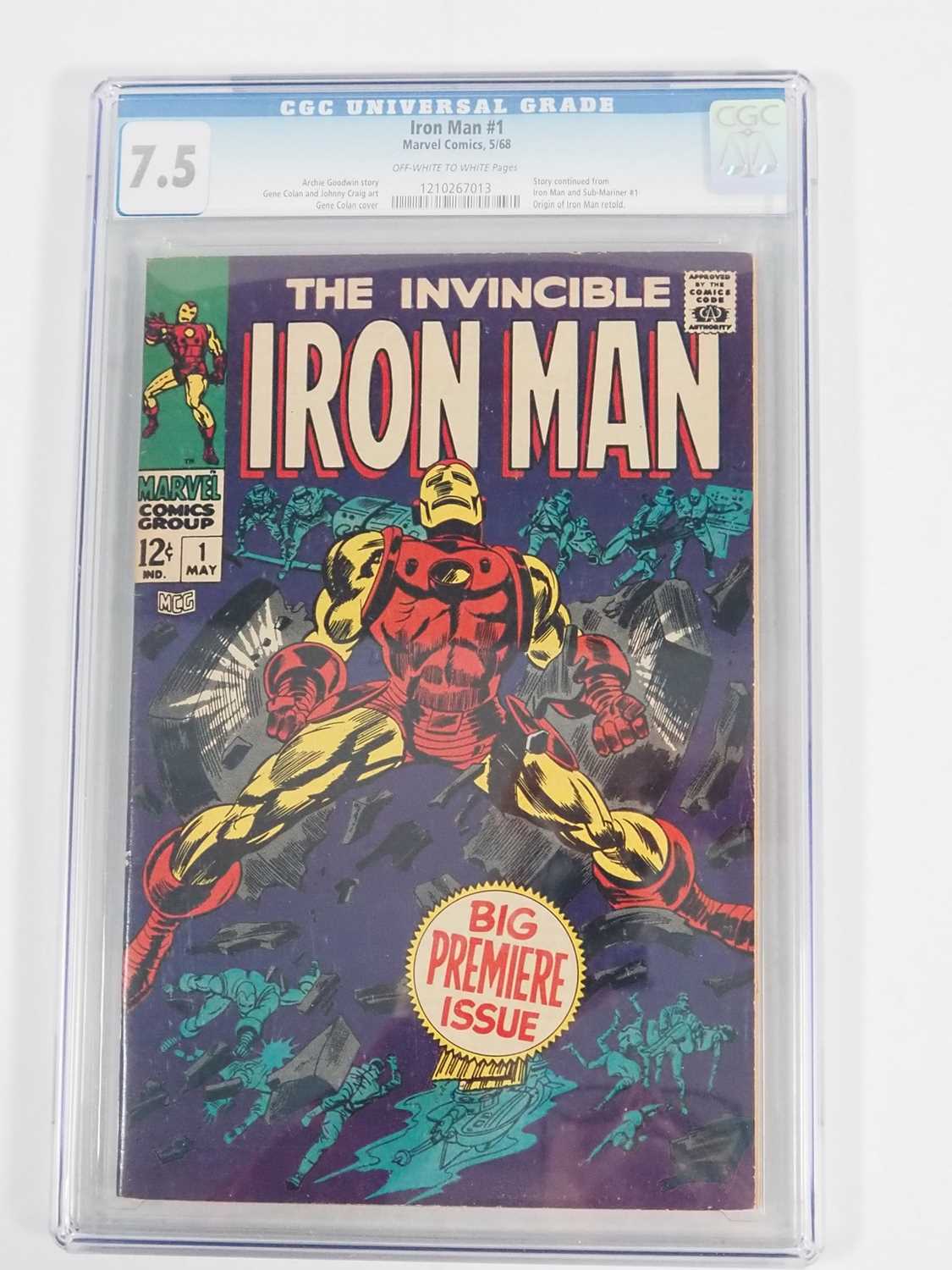 IRON MAN #1 (1968 - MARVEL) GRADED 7.5 (VF-) by CGC - Origin of Iron Man retold - Gene Colan, Johnny