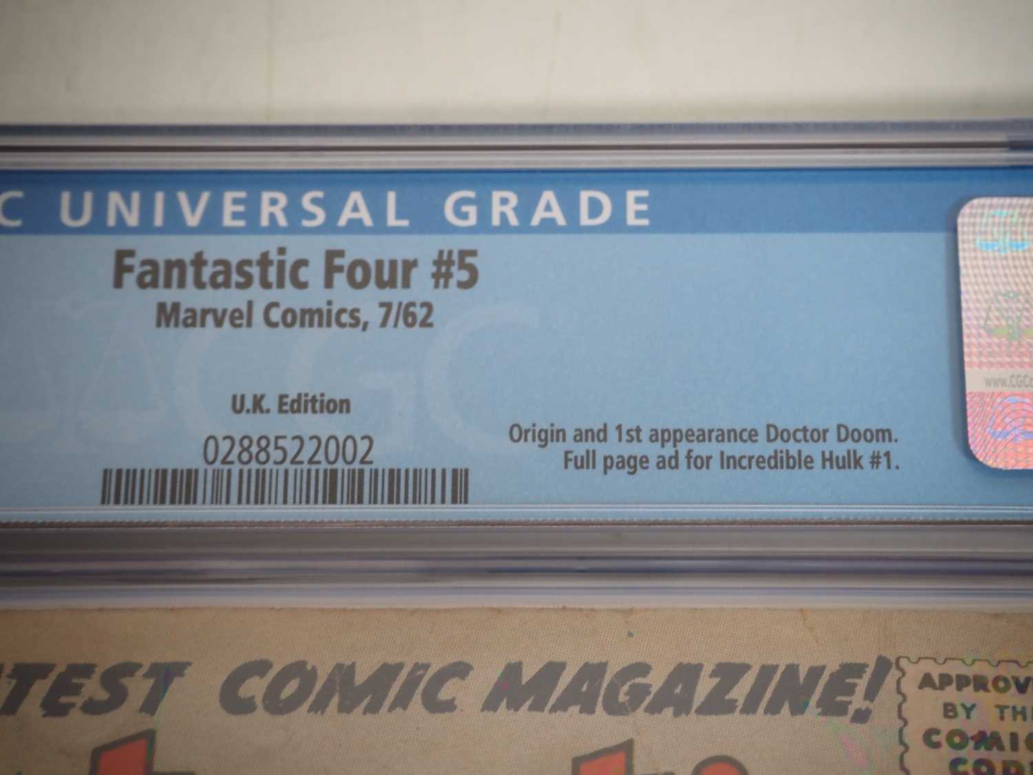 FANTASTIC FOUR #5 (1962 - MARVEL - UK Price Variant) - GRADED 3.0 (GD/VG) by CGC - KEY FF Issue - - Image 4 of 4