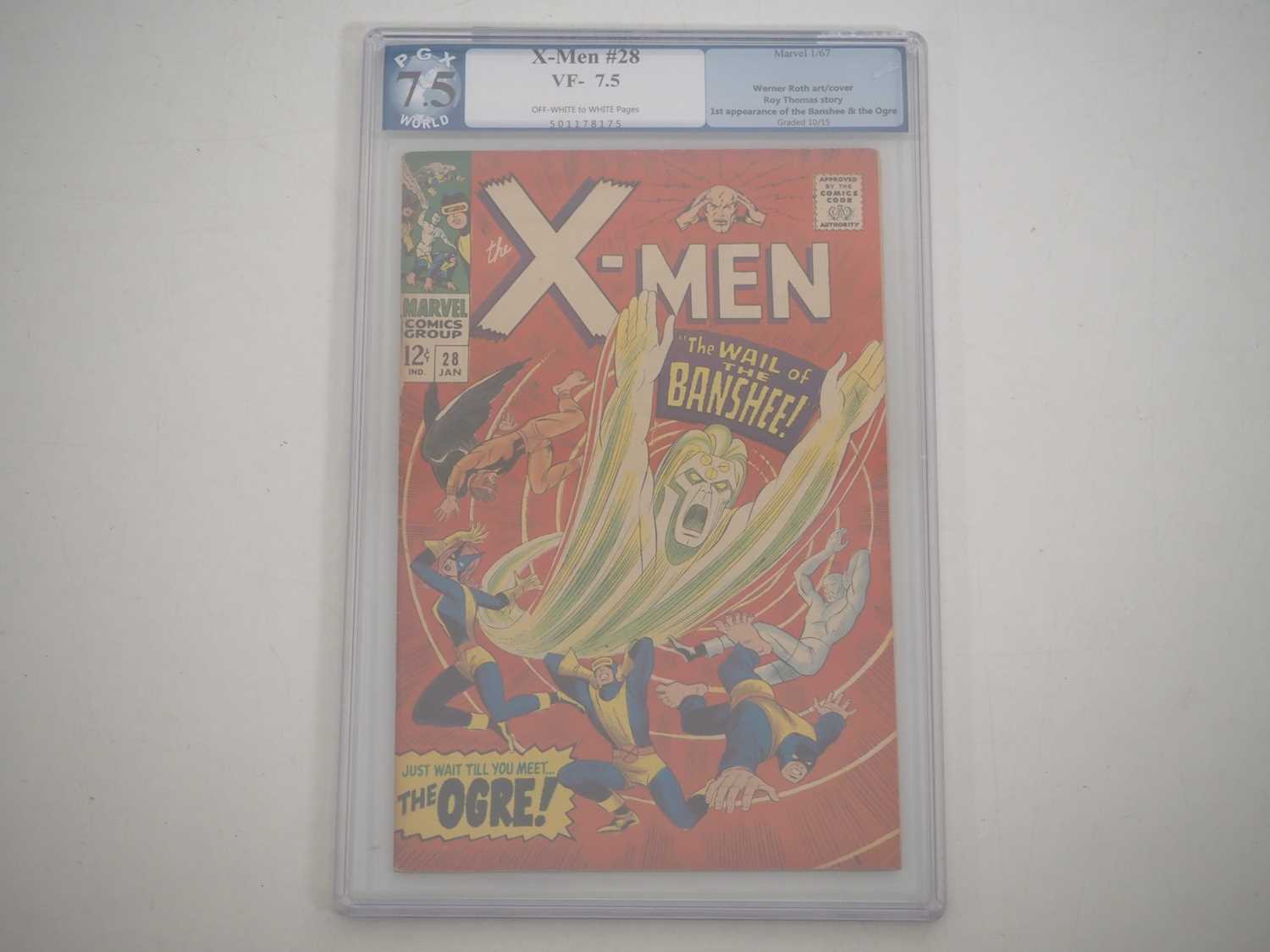 X-MEN #28 (1967 - MARVEL) GRADED 7.5 (VF-) by PGX - The first full appearance of Banshee, father