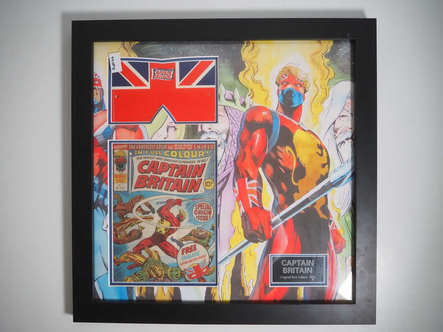 CAPTAIN BRITAIN #1 - Framed and glazed display featuring the first issue of Captain Britain + the