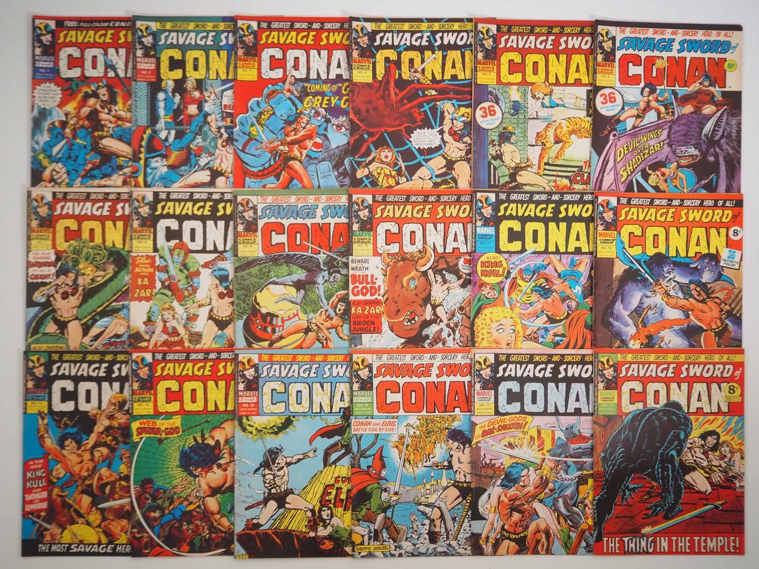 SAVAGE SWORD OF CONAN #1 to 18 (18 in Lot) - (1975 - MARVEL UK) - Full complete run of the weekly