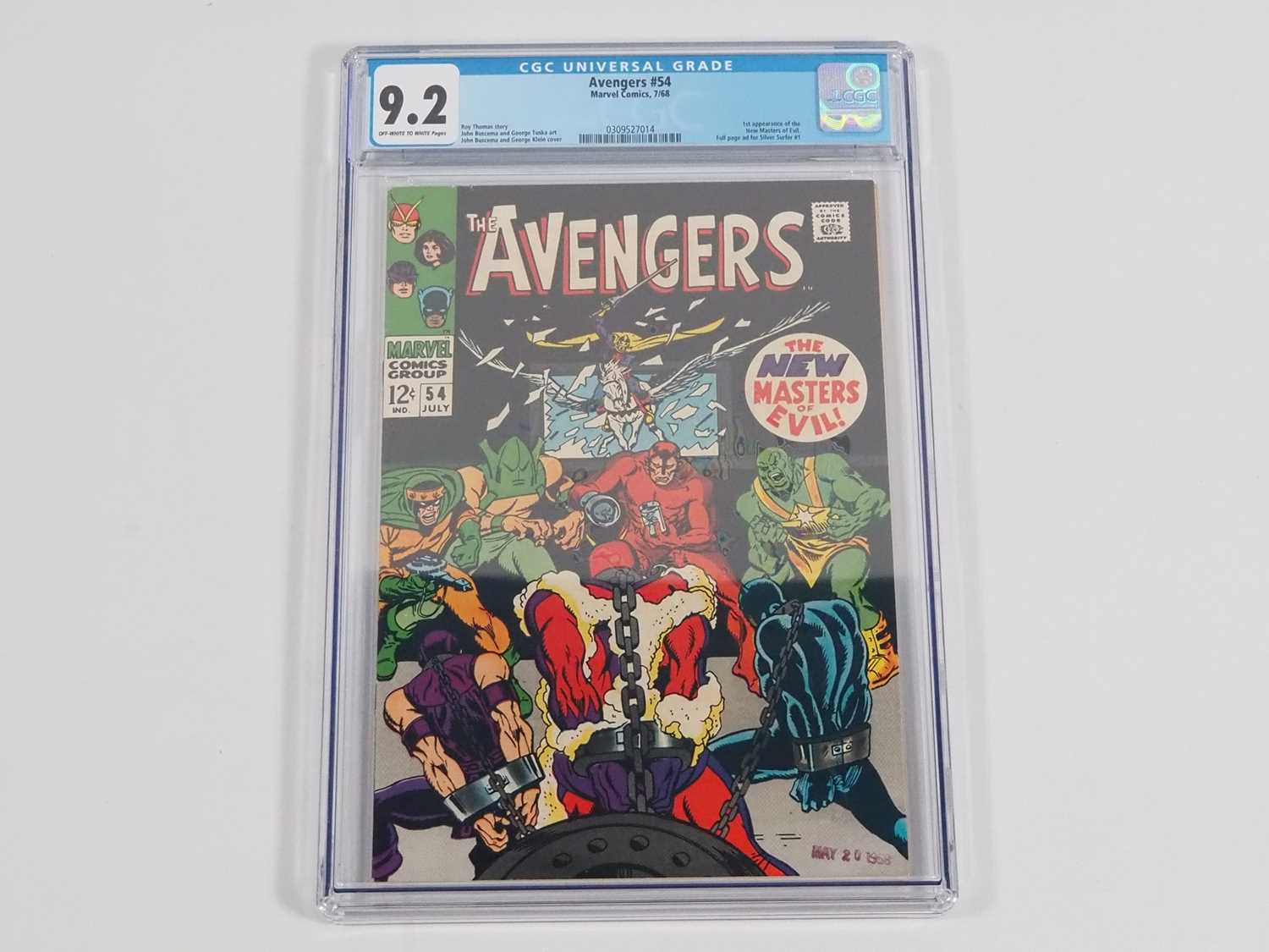 AVENGERS #54 (1968 - MARVEL) GRADED 9.2 (NM-) by CGC - Includes the first appearance of the New