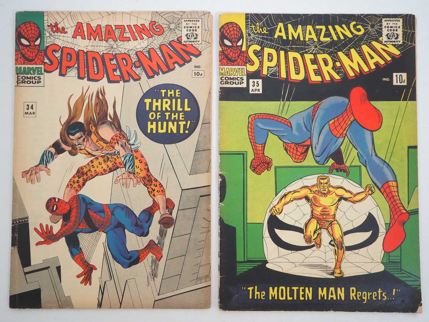 AMAZING SPIDER-MAN #34 & 35 (2 in Lot) - (1966 - MARVEL - UK Price Variant) - Includes the second