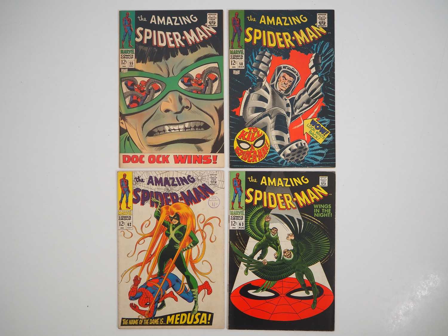 AMAZING SPIDER-MAN #55, 58, 62, 63 (4 in Lot) - (1967/1968 - MARVEL) - Includes classic cover art by