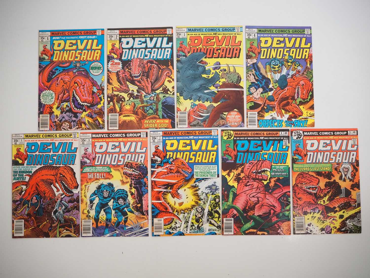 DEVIL DINOSAUR #1, 2, 3, 4, 5, 6, 7, 8, 9 (9 in Lot) - (1978 - MARVEL) - Full complete run of the