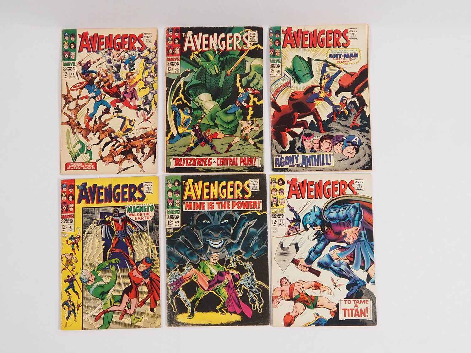 AVENGERS #44, 45, 46, 47, 49, 50 (6 in Lot) - (1967/1968 - MARVEL) - Includes the partial origin